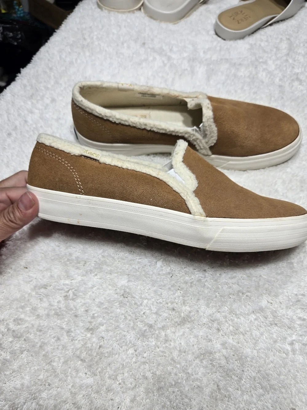 Keds® Double Decker Suede Slip-On Sneakers Tan Sz 8